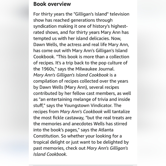 MARY ANN'S GILLIGAN'S ISLAND COOKBOOK by DAWN WELLS 1993 - Picture 15 of 15